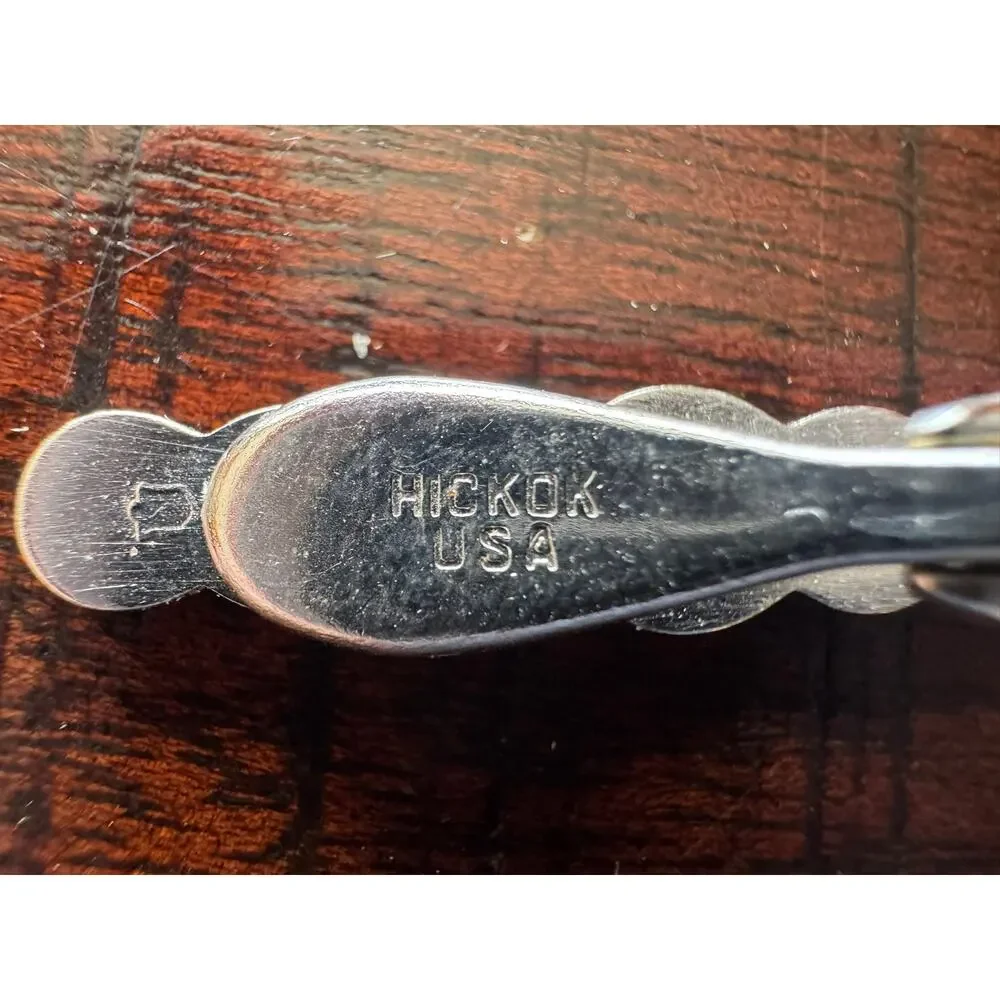 Vintage Hickok USA Silver Tone Wave Tie Bar Tie Clip Modernist